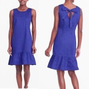 J. Crew Indigo Blue Bow-Back Ruffle Flounce Dress
